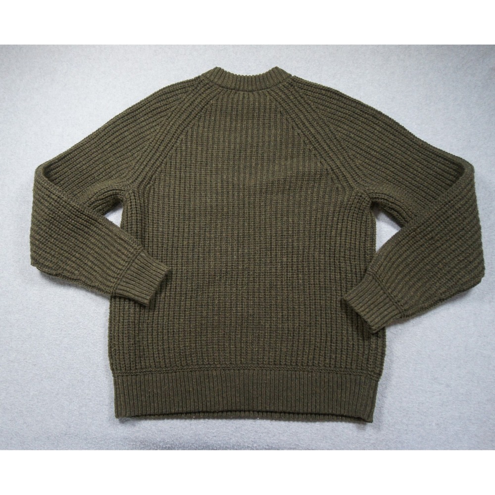 Uniqlo Sweater Mens Medium Green Ribbed Knit Raglan Pullover Wool Blend - Picture 4 of 10